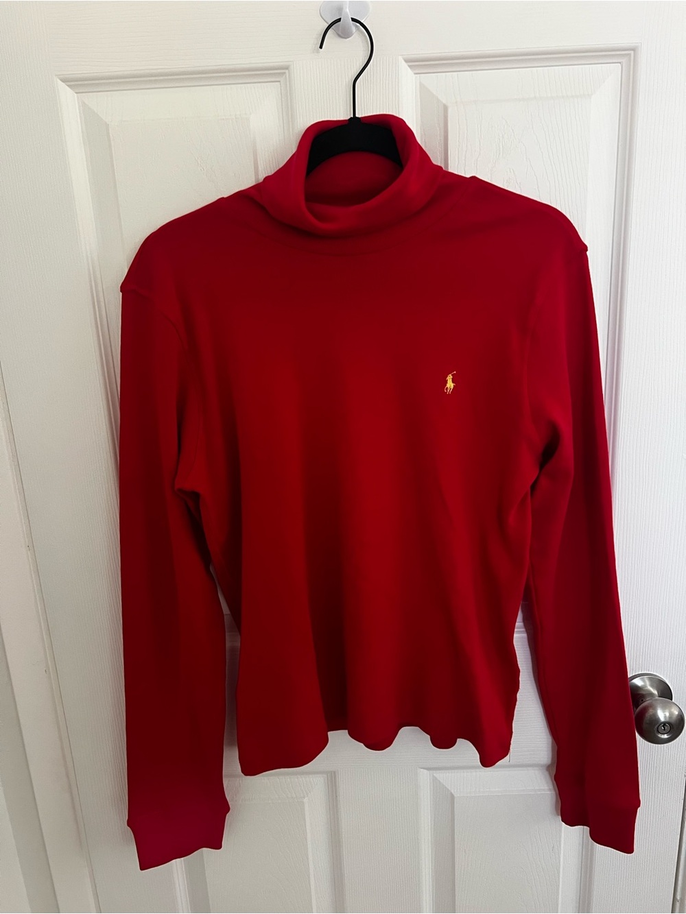Polo by Ralph Lauren Red Turtleneck Sweater with Gold Logo